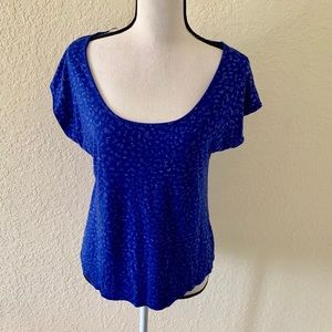 Blue Scoop Neck Jeniffer Lopez Blouse